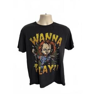CHUCKY  T SHIRT‎ SIZE LARGE BLACK WANA PLAY??